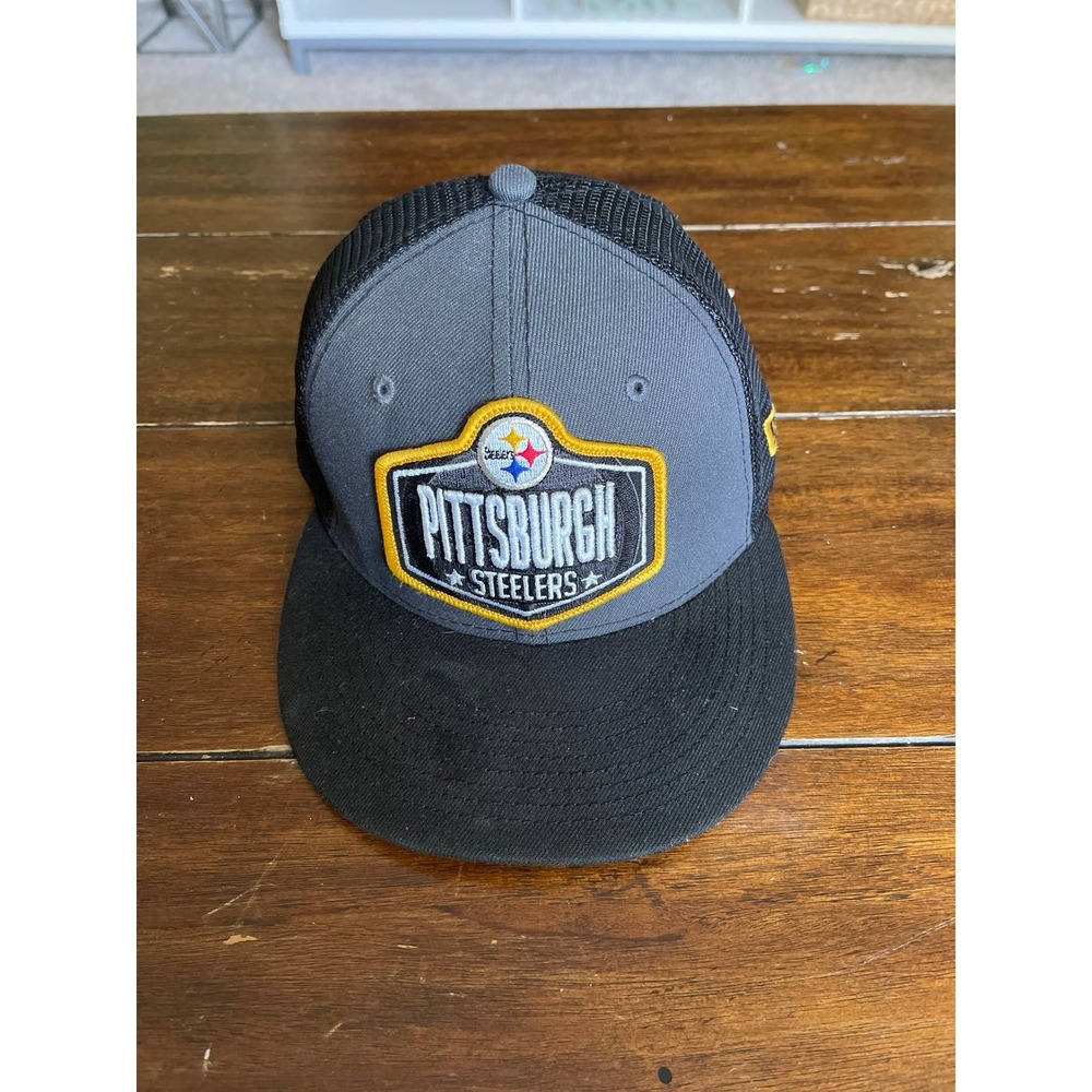 New Era 59FIFTY Pittsburgh Steelers Fitted Hat Mesh Trucker Cap 7 1/8 Grey Black